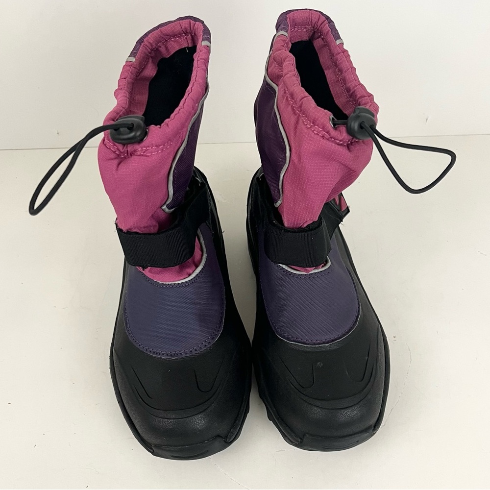 Lands’ End Pink Purple Black Adjustable Strap Snow Boots Women’s Size 8